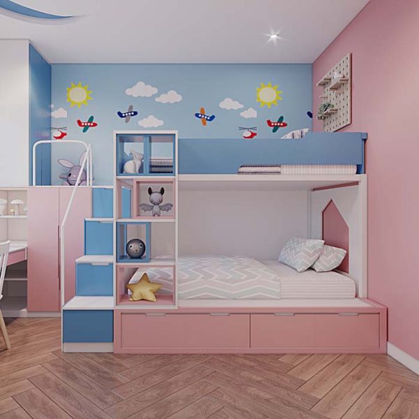 Giường tầng trẻ em gỗ công nghiệp